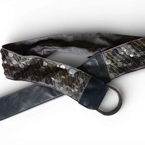 Sequined Cloth and Leather Belt